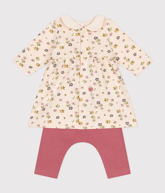 Abito e leggings in cotone neonato bianco AVALANCHE/ MULTICO