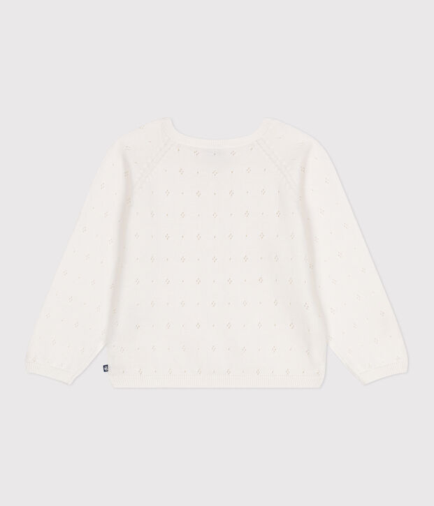 Cardigan in cotone a punto fantasia bambina bianco
