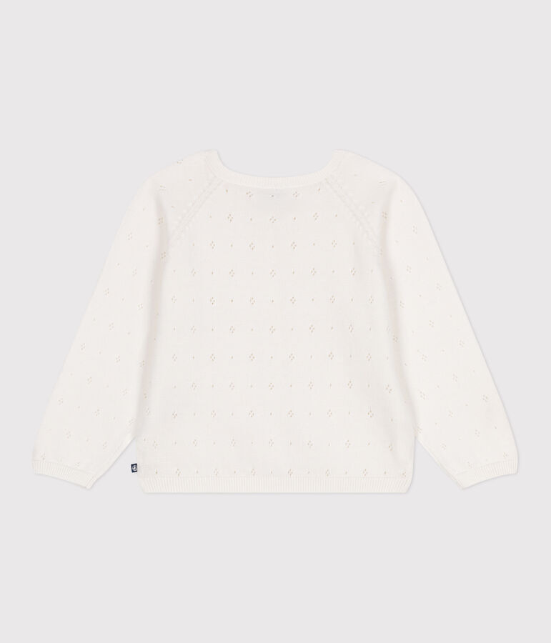 Cardigan in cotone a punto fantasia bambina bianco