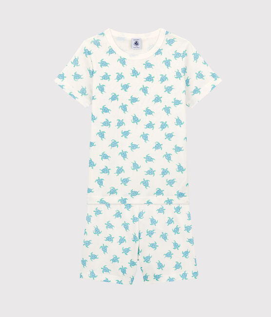 Pigiama corto bambina bambino in cotone bianco MARSHMALLOW/bianco MULTICO