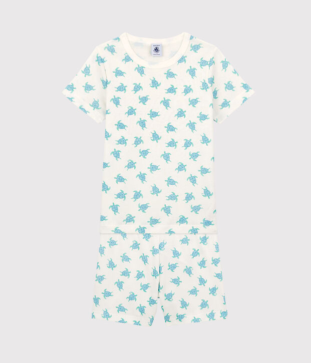 Pigiama corto bambina bambino in cotone bianco/multicolore