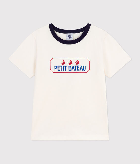 T-shirt a maniche corte con stampa bambino ecru MILK