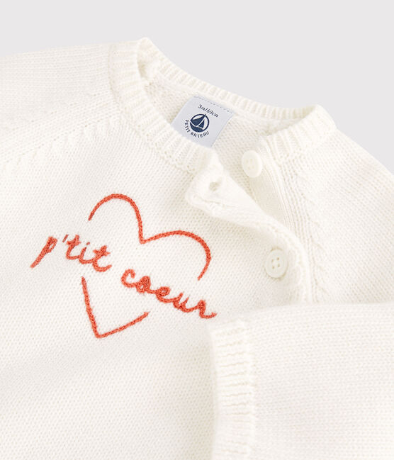 Completo 2 pezzi bebè in maglia di lana e cotone bianco MARSHMALLOW