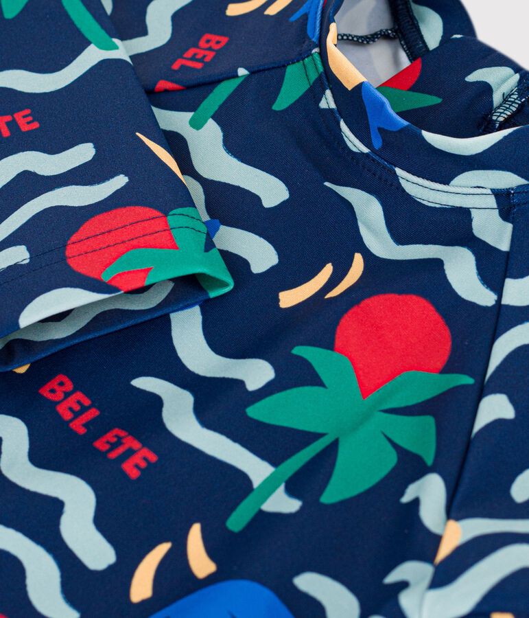 T-shirt anti UV con stampa neonato blu/multicolore