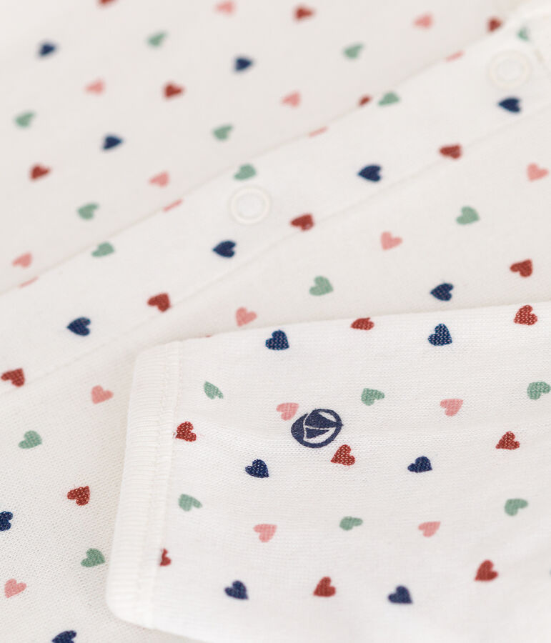 Bodyjama stampa cuoricini in tubique beb&egrave; bianco/multicolore