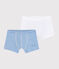 Confezione da 2 boxer millerighe blu a costine bambino variante 1