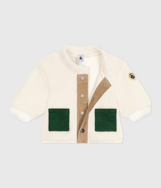 Cappotto in sherpa neonato. ecru/multicolore