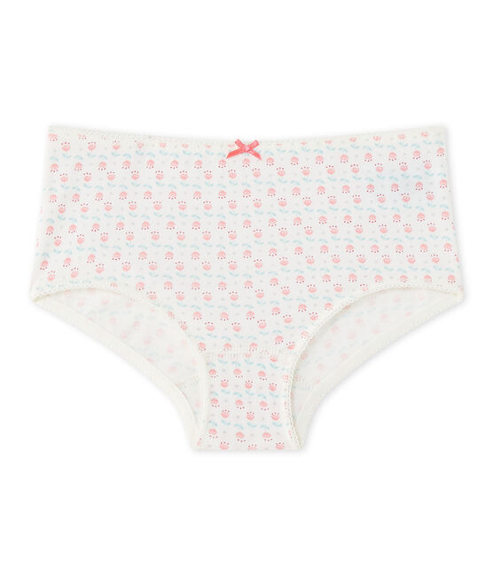 Shorty per bambina stampato in jersey stretch bianco LAIT/bianco MULTICO