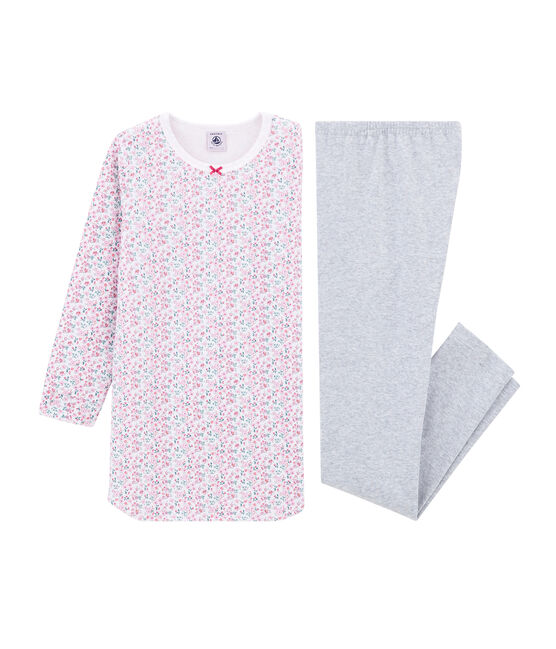 Camicia da notte bambina in velluto con leggings bianco MARSHMALLOW/bianco MULTICO