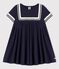 Abito a maniche corte in cotone bio bambina blu SMOKING