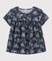 Blusa manica corta in tubique bambina blu SMOKING/bianco ECUME