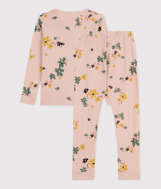 Pigiama snugfit a fiori per bambina in cotone rosa SALINE/bianco MULTICO