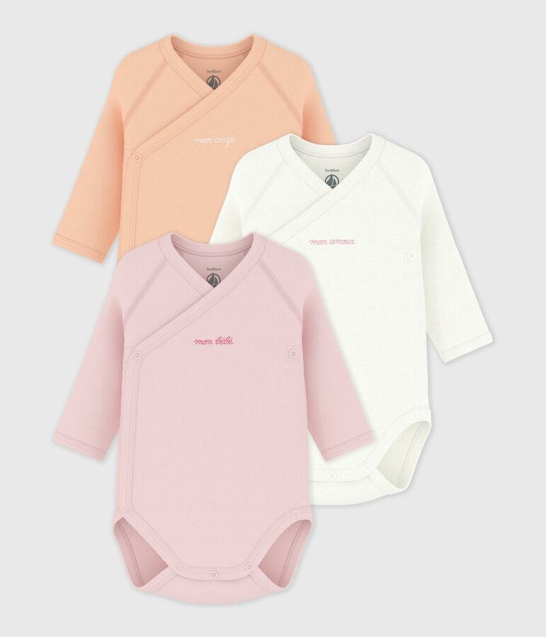 Set di body incrociati a maniche lunghe in cotone fantasia neonato multicolore