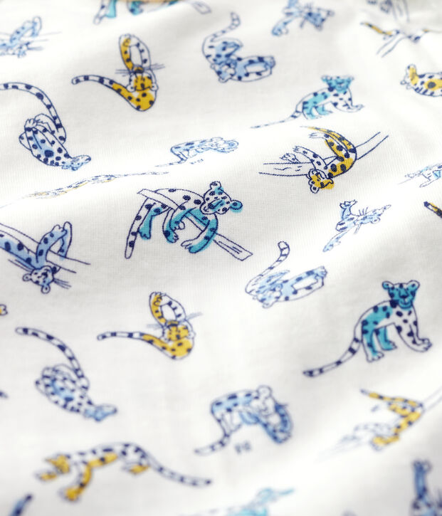 Tutina pigiama fantasia pantere in cotone bianco/multicolore