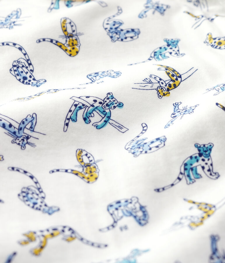 Tutina pigiama fantasia pantere in cotone bianco/multicolore