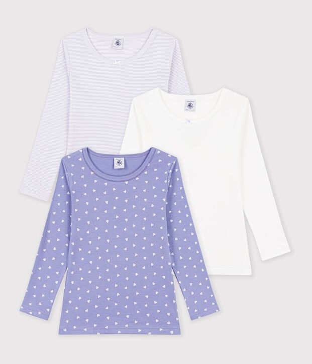Set di T-shirt a maniche lunghe in cotone a cuori bambina multicolore