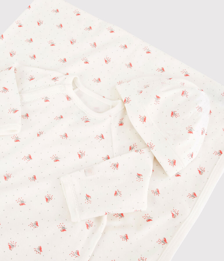 Cofanetto regalo nascita uccellino beb&egrave; in cotone biologico variante 1