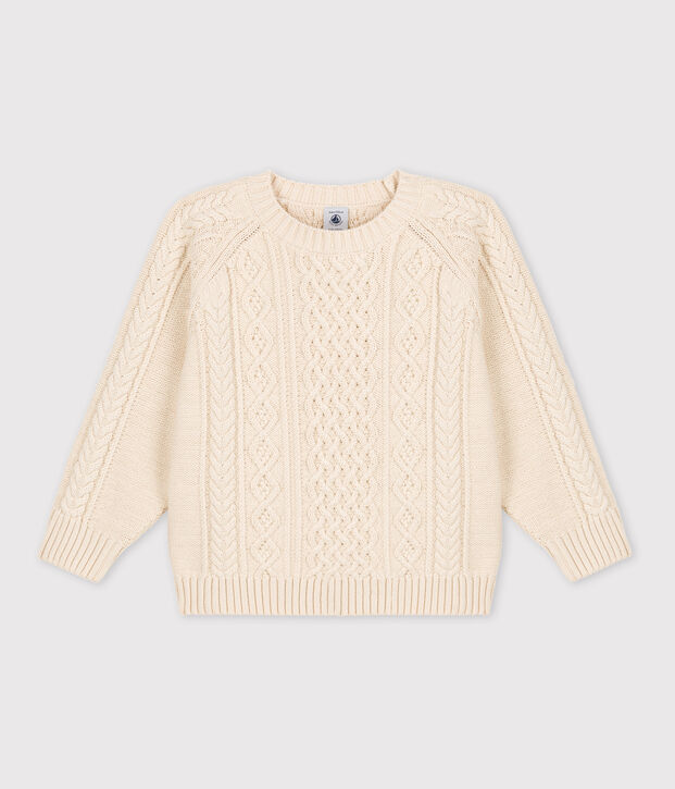 Pullover bambino in cotone unisex ecru