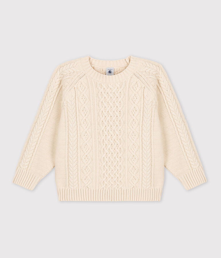 Pullover bambino in cotone unisex ecru