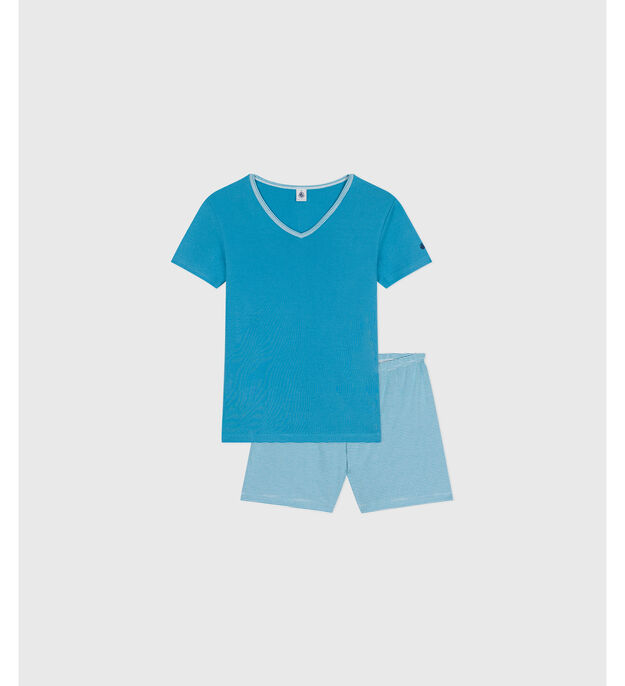 Pyjama short Femme en coton blu/multicolore