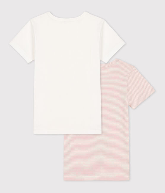 Confezione da 2 t-shirt a maniche corte di cotone per bimbe, con fantasia millerighe variante 1