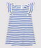 Abito manica corta in cotone bambina bianco MARSHMALLOW/blu SURF
