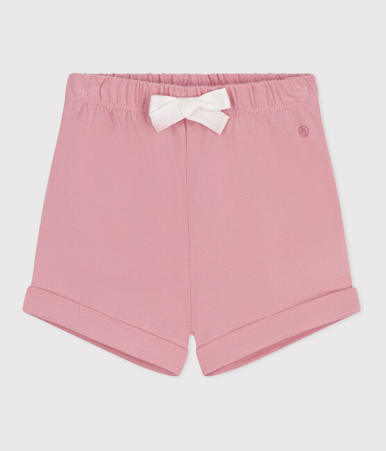 Shorts in cotone tinta unita neonato rosa CHARME