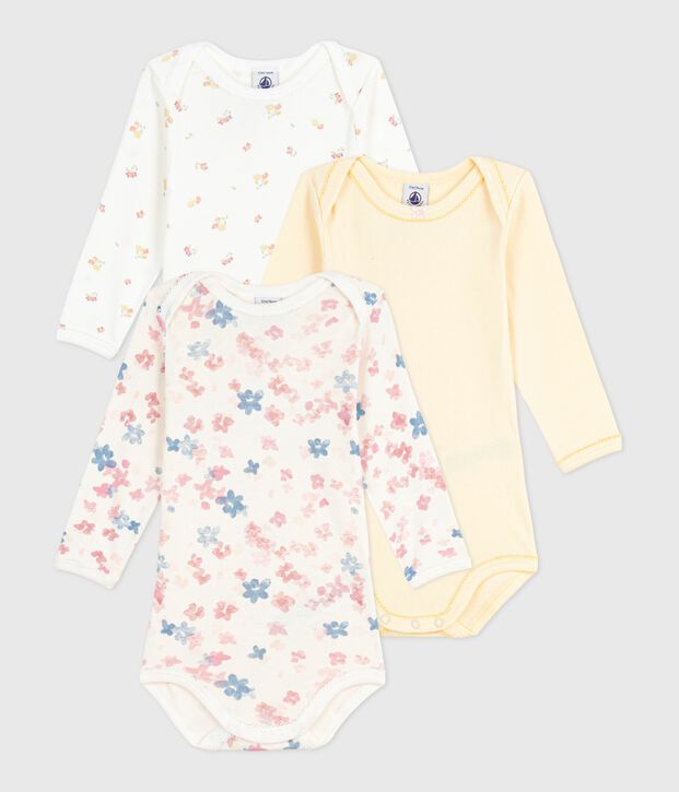 Set di body a maniche lunghe in cotone con stampa a fiori neonato multicolore