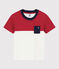 T-shirt maniche corte in cotone bambino rosso TERKUIT/bianco MARSHMALLOW