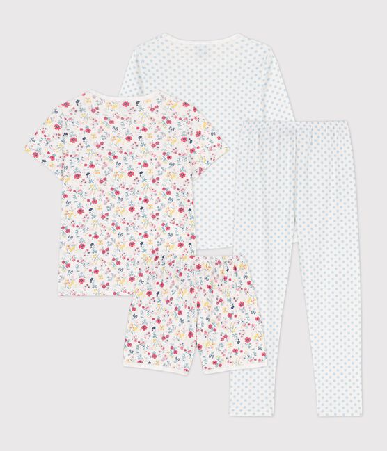 Confezione da 2 pigiami a pois blu e fiori bambina in cotone variante 1