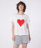 Pigiama corto in cotone con stampa a cuori donna bianco MARSHMALLOW/blu SMOKING