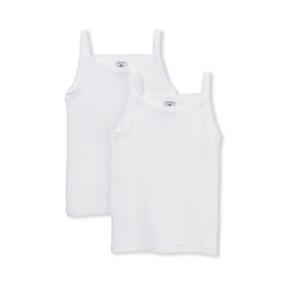 Duo canottiere con spalline ragazza bianco .