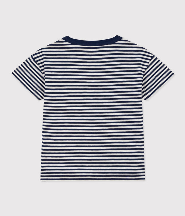 T-shirt a righe in cotone bambino blu/bianco