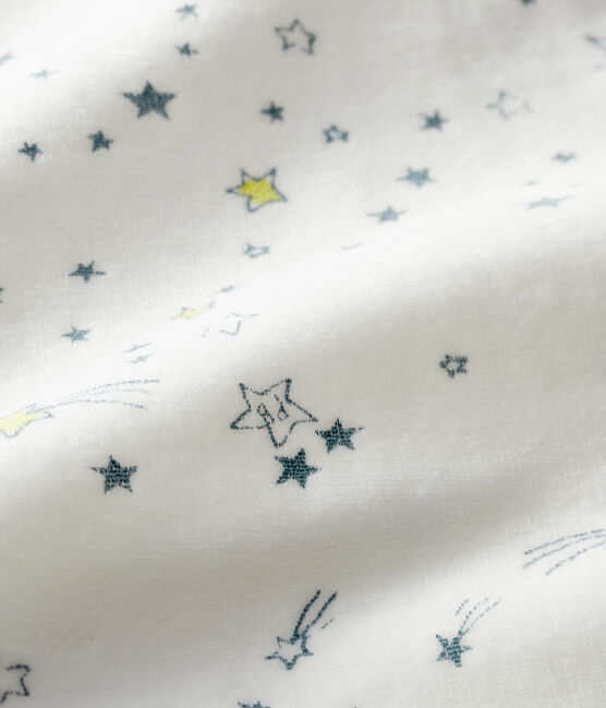 Tutina pigiama in ciniglia per neonati bianco MARSHMALLOW/bianco MULTICO