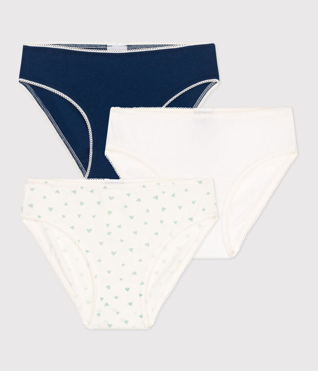 Set di 3 slip in misto cotone ed elastan con stampa a cuori bambino multicolore