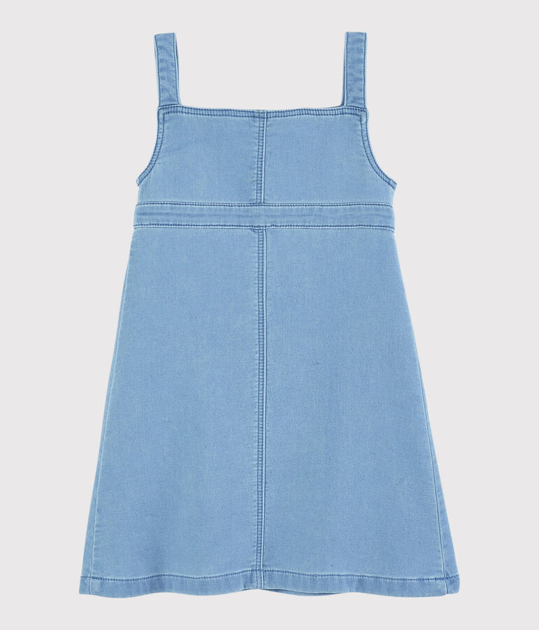 Abito salopette in molleton denim bambina blu