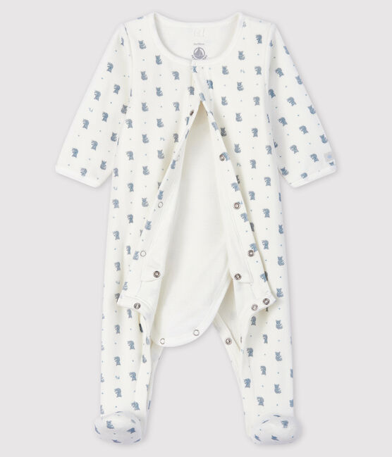 Body-pigiama fantasia koala bebè in ciniglia di cotone biologico bianco MARSHMALLOW/bianco MULTICO