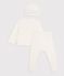 Set lungo 3 pezzi neonato in cotone traforato con cuffietta coordinata. ecru