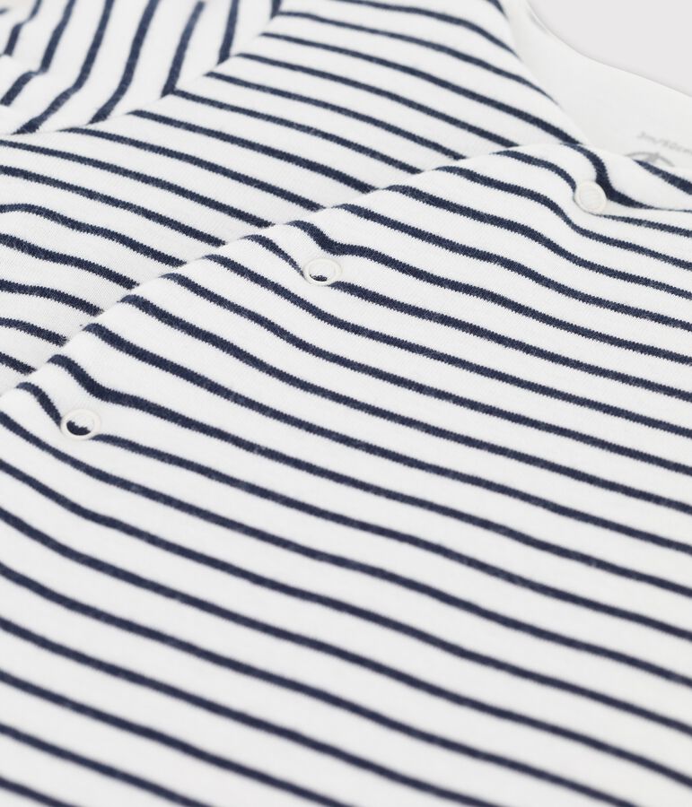 Tutina lunga beb&egrave; in cotone biologico a righe marini&egrave;re bianco MARSHMALLOW/blu SMOKING