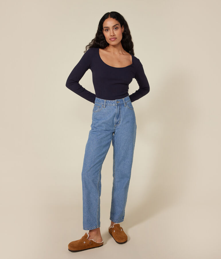 Body in cotone ed elastan donna blu