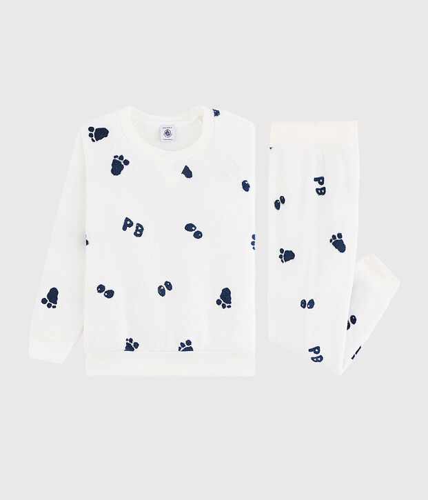 Pigiama bambino in pile bianco/blu