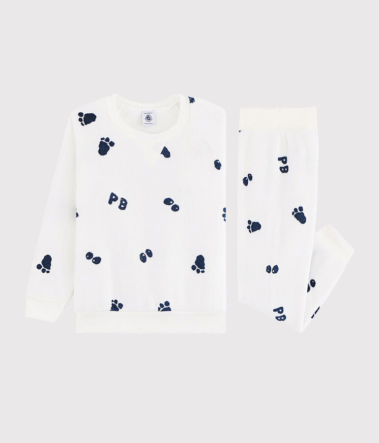 Pigiama bambino in pile bianco/blu