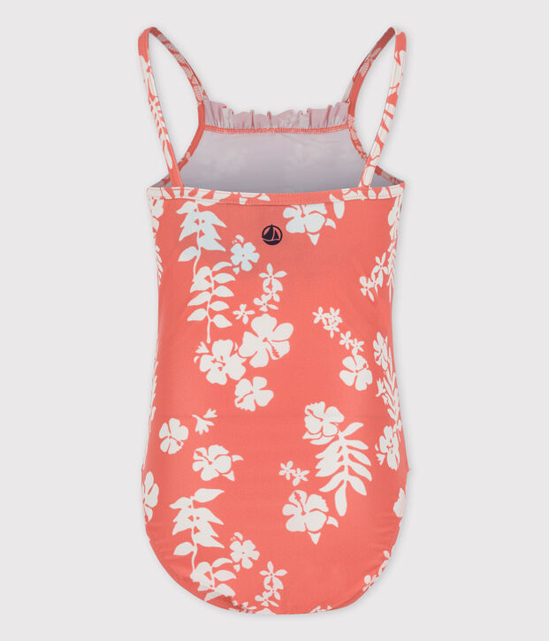 Costume da bagno intero con stampa bambina rosa/bianco