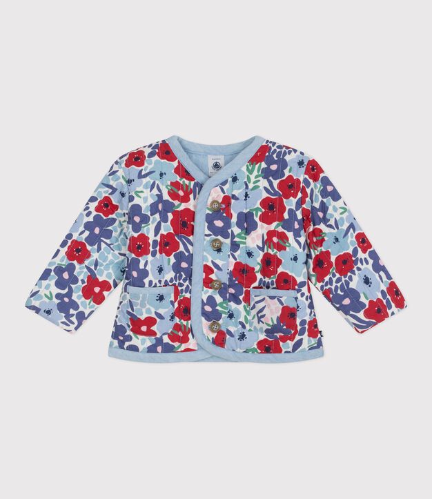 Giacca neonato in cotone trapuntato con stampa a fiori bianco/multicolore