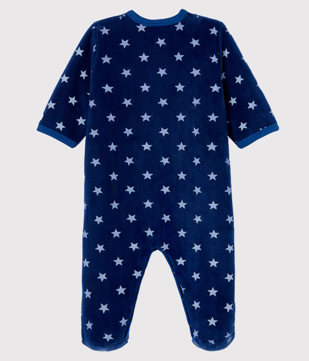 Tutina imbottita a stelle beb&eacute; in pile blu/bianco