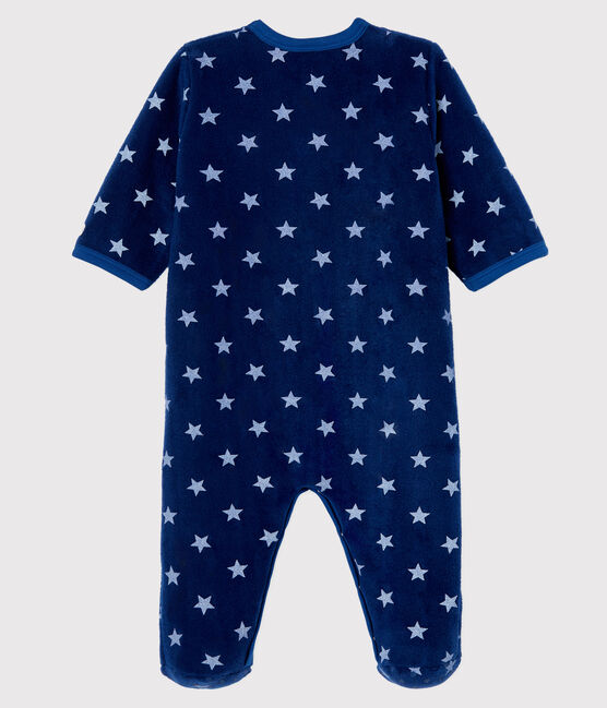 Tutina imbottita a stelle bebé in pile blu MEDIEVAL/bianco MARSHMALLOW
