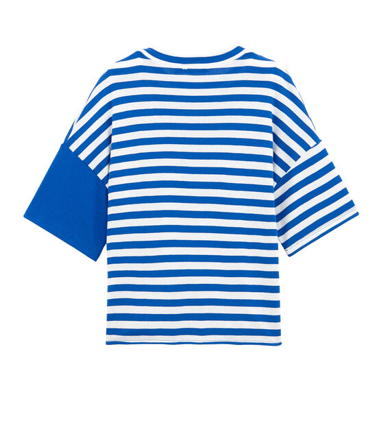 T-shirt da spiaggia blu PERSE/bianco MARSHMALLOW