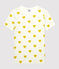 T-shirt girocollo a cuori in cotone Donna bianco MARSHMALLOW/giallo OCRE