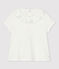 Blusa traforata manica corta in cotone bebè femmina bianco MARSHMALLOW