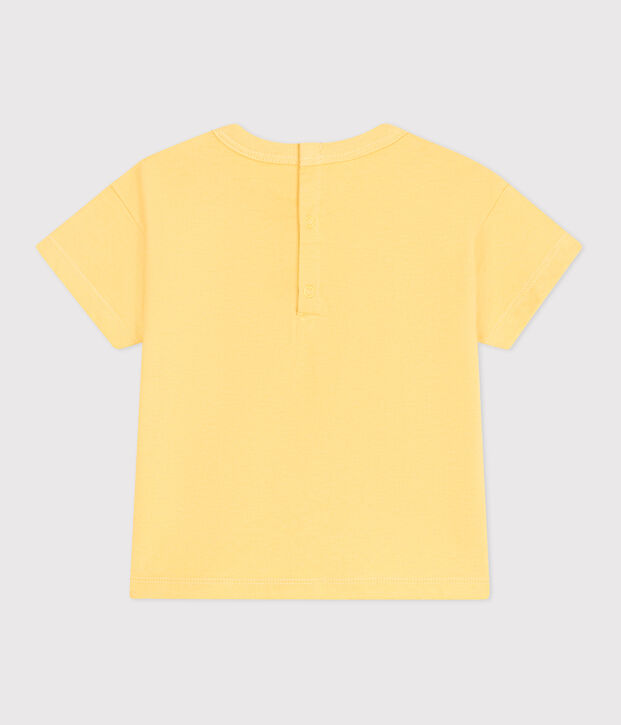 T-shirt a maniche corte in cotone tinta unita neonato giallo